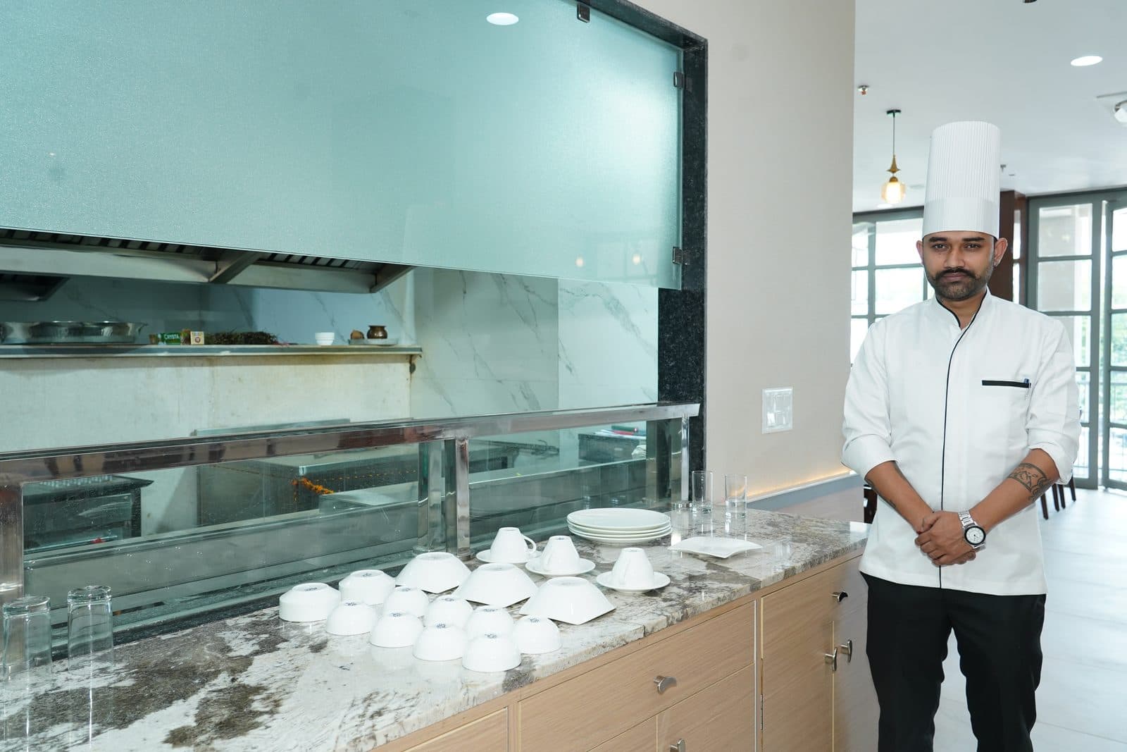 Chef at the buffet counter