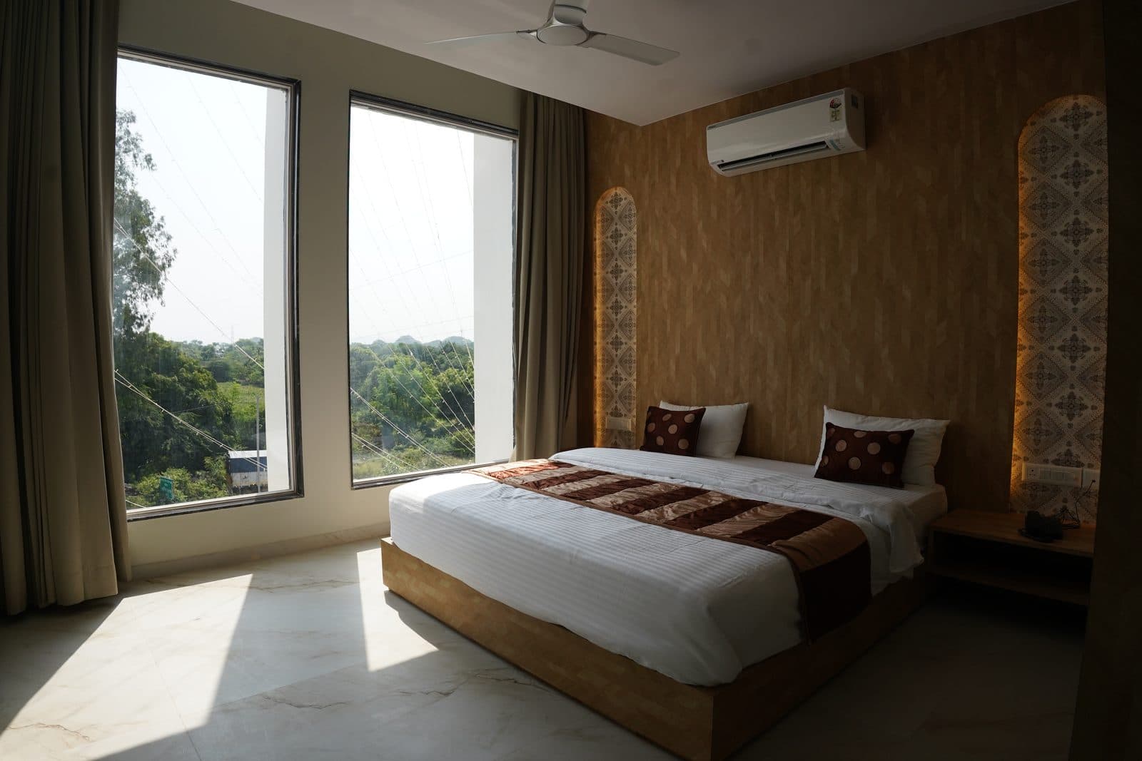 Bedroom with curtains